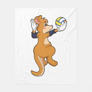 Kangaroo at Volleyball Sports Fleece Blanket