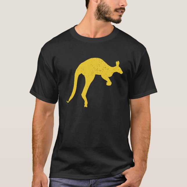 Kangaroo Aussie Australia Roo Yellow Kangaroo T-Shirt (Front)