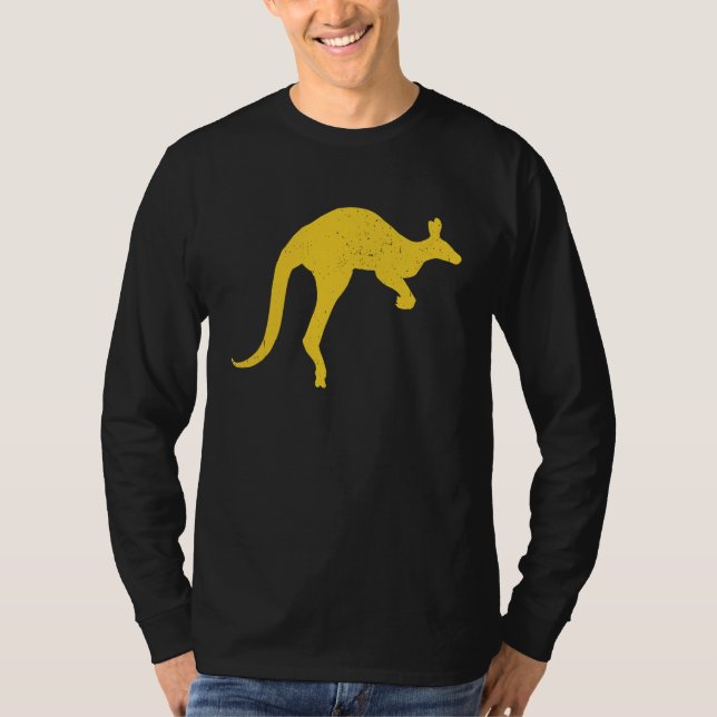 Kangaroo Aussie Australia Roo Yellow Kangaroo T-Shirt (Front)