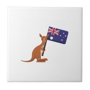 kangaroo australia flag ceramic tile