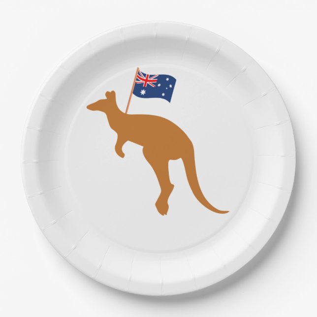 kangaroo australia flag paper plate (Front)