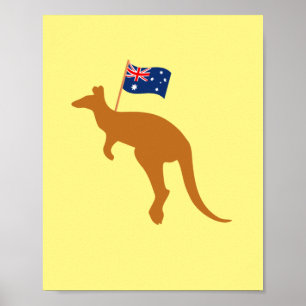 kangaroo australia flag vertical poster