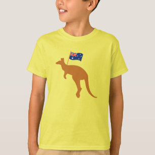 kangaroo australia flag yellow kids T-Shirt