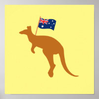 kangaroo australia flag yellow square