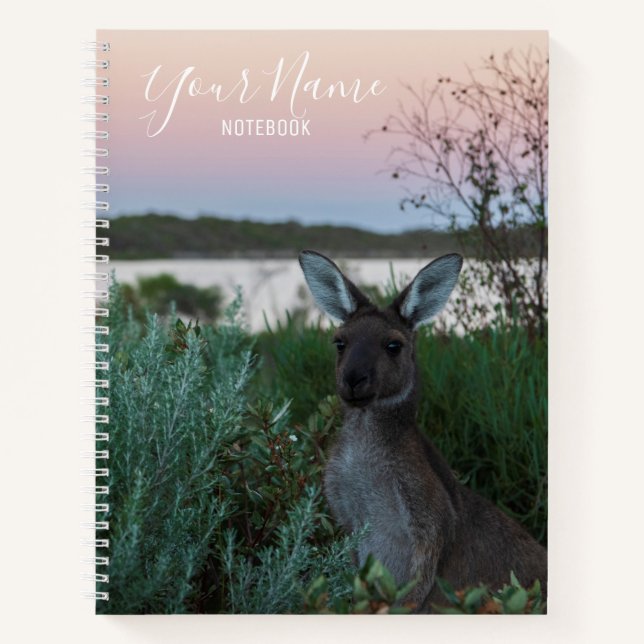 Kangaroo Australia Pink Sunset Double Sided Photo  Notebook (Front)