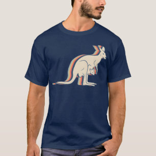 Kangaroo Australia Retro Line Art retro T-Shirt