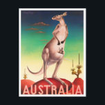 Kangaroo Australia vintage travel Postcard<br><div class="desc">Kangaroo Australia vintage travel Postcard</div>