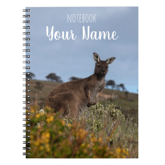 Kangaroo Australia Yellow Spring Flowers Photo Notebook (Front)