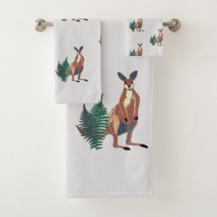 Kangaroo, Australian Animals  Art  Bath Towel Set