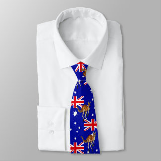 Kangaroo Australian flag pattern background Tie