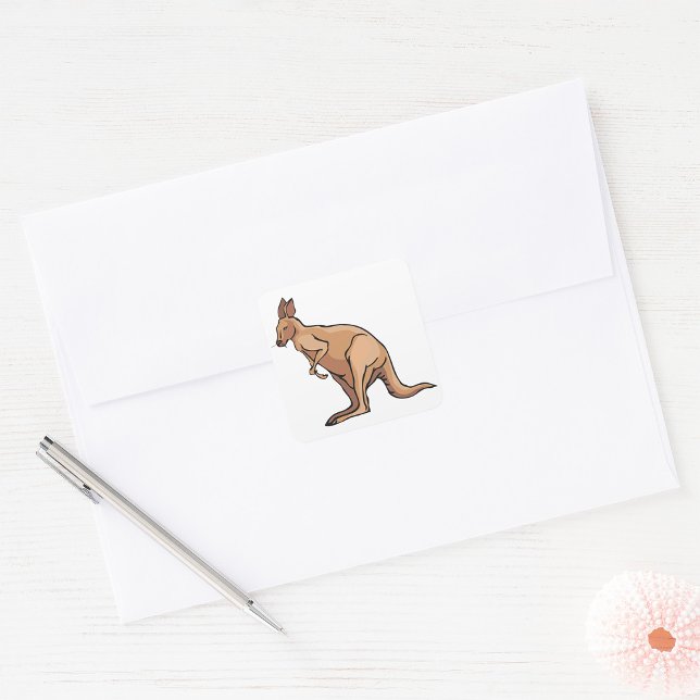 Kangaroo Australian Wildlife Square Sticker (Creator Uploaded)