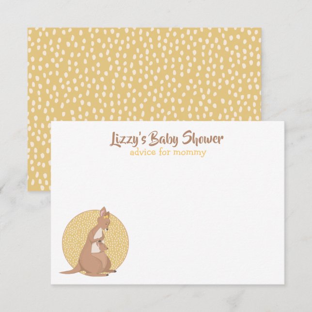 Kangaroo Baby Shower Yellow Advice for Mummy Invitation (Front/Back)