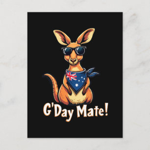Kangaroo Bandana Australian Flag Celebrate Aussie Holiday Postcard