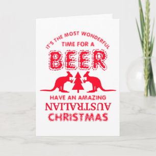 Kangaroo Beer, Australian Christmas Greeting Card