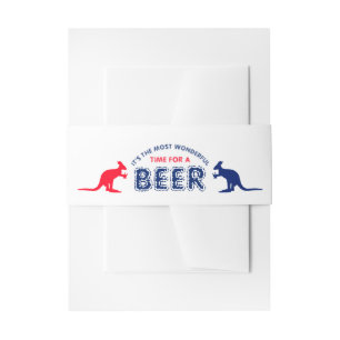 Kangaroo Beer, Australian Flag Christmas Invitation Belly Band