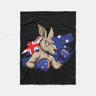 Kangaroo Boxer Boxing Australian Flag Love Austral Fleece Blanket