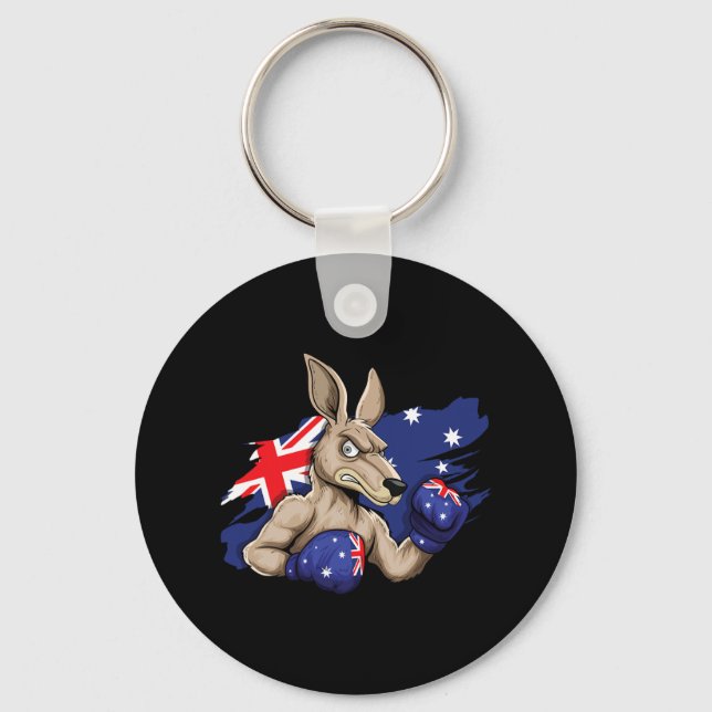 Kangaroo Boxer Boxing Australian Flag Love Austral Key Ring (Front)
