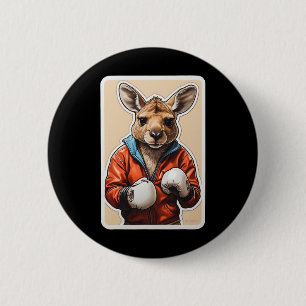 Kangaroo Boxer Design - Playful Boxing Kangaroo Ar 6 Cm Round Badge