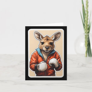 Kangaroo Boxer Design - Playful Boxing Kangaroo Ar Card