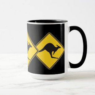 Kangaroo Caution Sign Mug