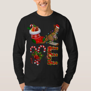 Kangaroo Christmas Lights Led Funny Santa Hat Chri T-Shirt