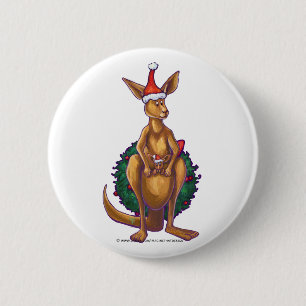 Kangaroo Christmas Starry Night 6 Cm Round Badge