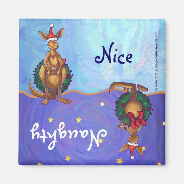 Kangaroo Christmas Starry Night Magnet (Front)