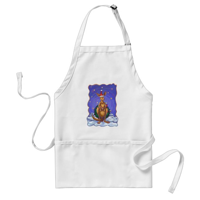 Kangaroo Christmas Starry Night Standard Apron (Front)