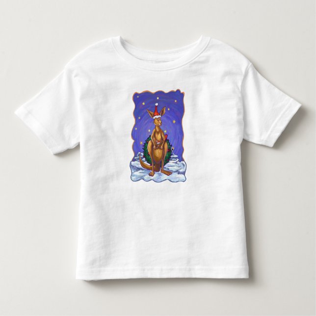 Kangaroo Christmas Starry Night Toddler T-Shirt (Front)