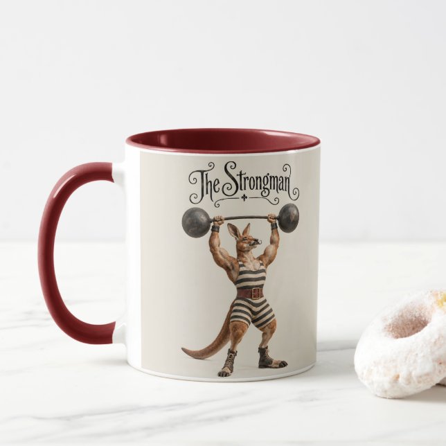Kangaroo Circus Strongman Mug (With Donut)