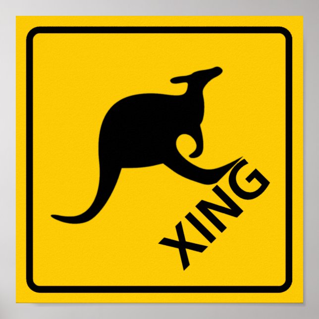 Kangaroo Crossing Highway Sign (Front)