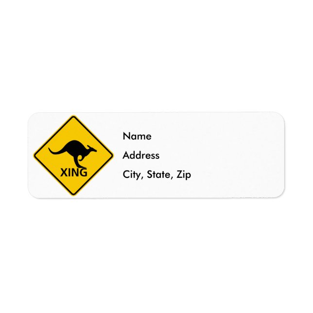 Kangaroo Crossing Highway Sign Return Address Label (Front)