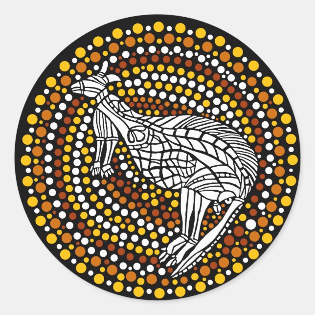 Kangaroo Dreamtime Classic Round Sticker (Front)
