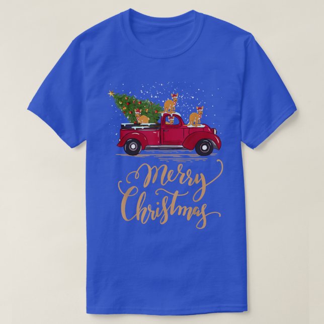 Kangaroo Driving Christmas Tree Truck Kangaroo Chr T-Shirt (Design Front)