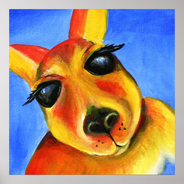 Kangaroo face whimsical art poster (Front)
