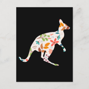 Kangaroo Flower Silhouette Australian Animal Postcard