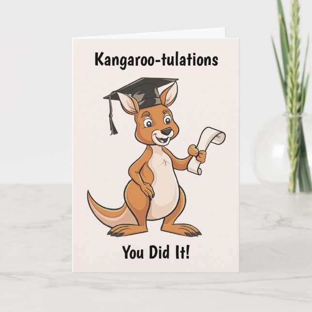 Kangaroo Graduation Personalised Card (Front)
