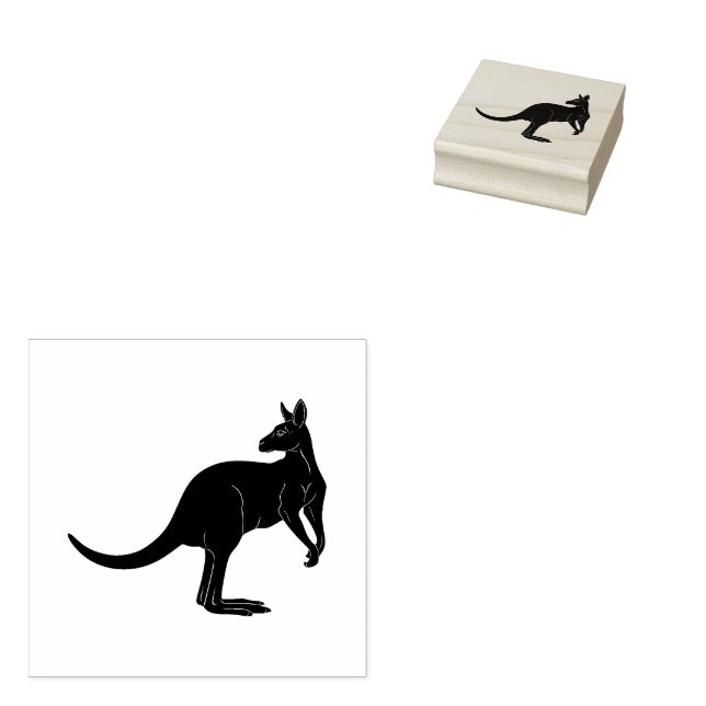 Kangaroo in black colour minimalism  rubber stamp (Stamped)
