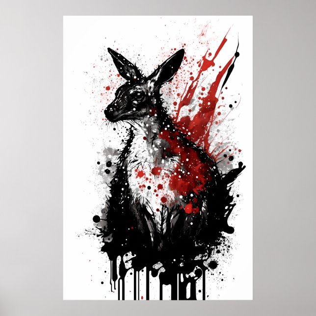 Kangaroo Ink Painting Poster (Front)