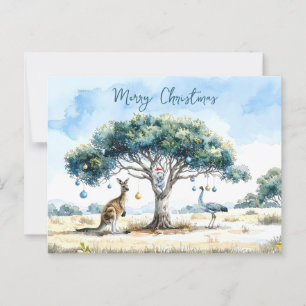 Kangaroo Koala and Emu Gumtree Christmas Baubles Postcard