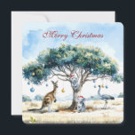 Kangaroo Koalas Emu Christmas Gumtree Baubles Holiday Card<br><div class="desc">A Christmas kangaroo,  Koalas and an Emu sitting under a gumtree decorated with baubles.  
Merry Christmas greeting on front
Merry Christmas and Happy New Year greeting inside</div>