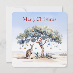 Kangaroo Koalas Platypus Christmas Gumtree Baubles Holiday Card