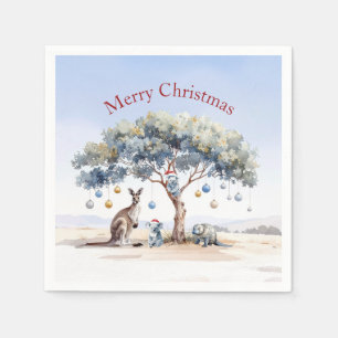 Kangaroo Koalas Platypus Christmas Gumtree Baubles Napkin