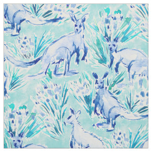KANGAROO KOURT Aqua Watercolor Fabric