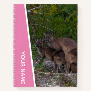 Kangaroo Love Australia Cute Animal, Custom Pink Notebook