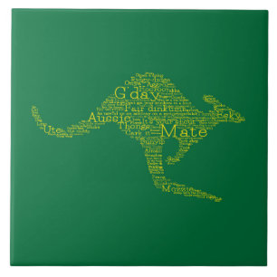 Kangaroo made of Australian slang Ceramic Tile