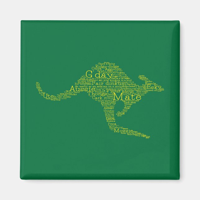 Kangaroo made of Australian slang Magnet (Front)