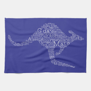 Kangaroo made of Australian slang Tea Towel