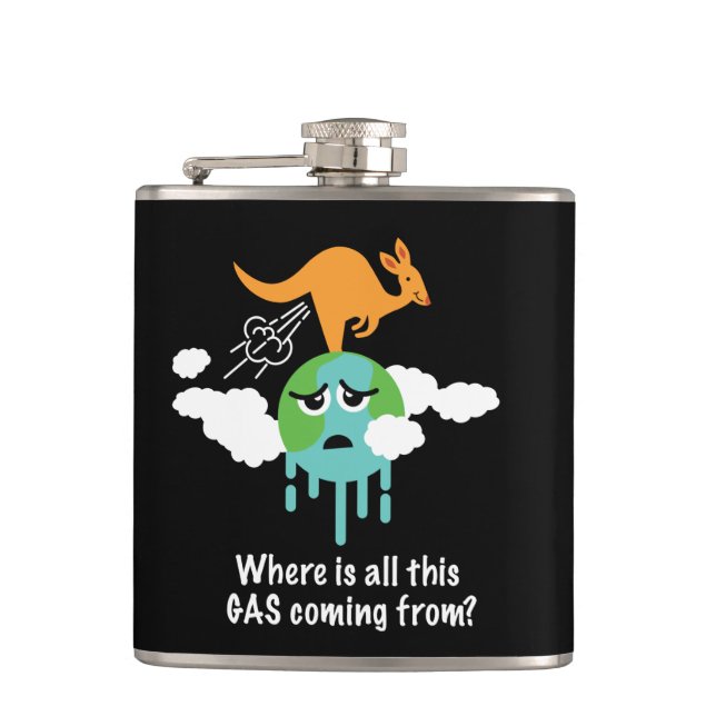 Kangaroo Methane Fart Hip Flask (Front)