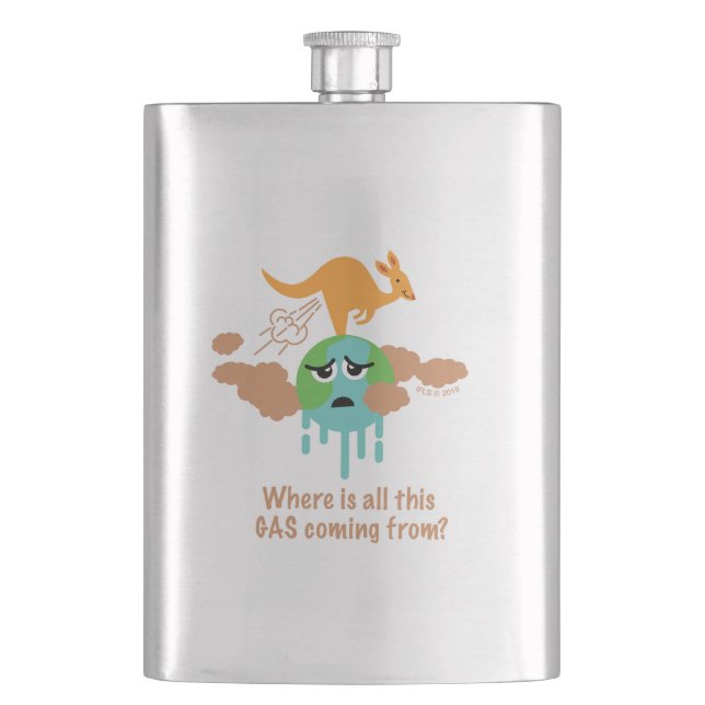Kangaroo Methane Fart Hip Flask (Front)